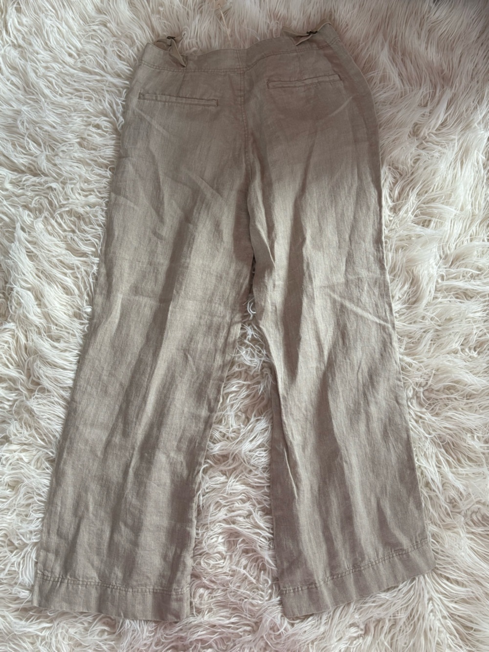 NWT Sundance Oaklee Wide Leg Linen Pants Flax Tan Size 16 Pull-On Boho - Picture 4 of 4